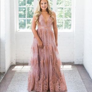 flocked velvet prom gown